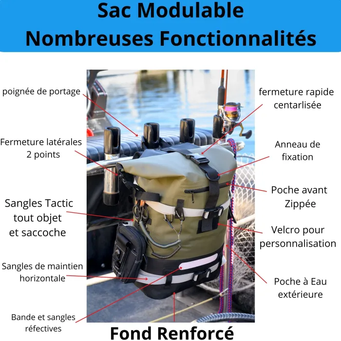 Sac étanche kaki IPX6 – Modulable de 20L à 40L avec écusson Breton – Image 2
