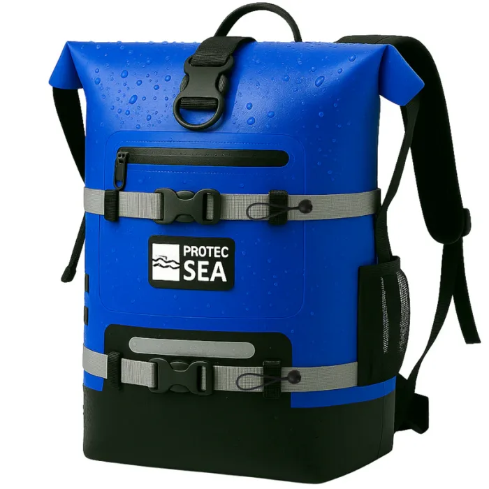 Sac étanche bleu IPX6 – Modulable de 20L à 40L avec écusson Breton