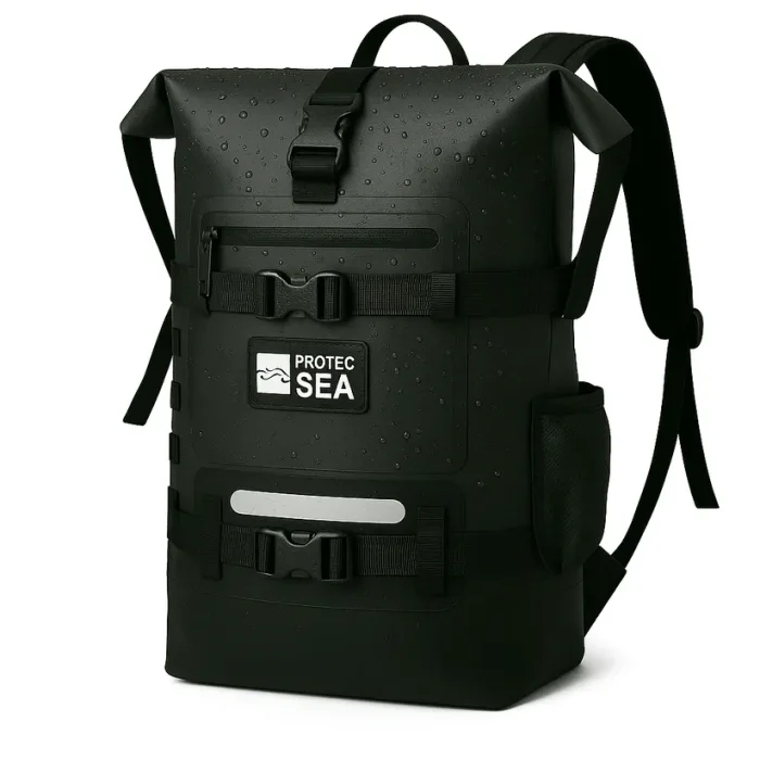 Sac étanche noir IPX6 – Modulable de 20L à 40L avec écusson Breton