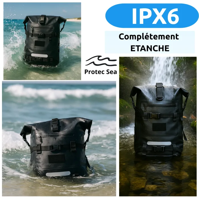 Sac étanche noir IPX6 – Modulable de 20L à 40L avec écusson Breton – Image 3
